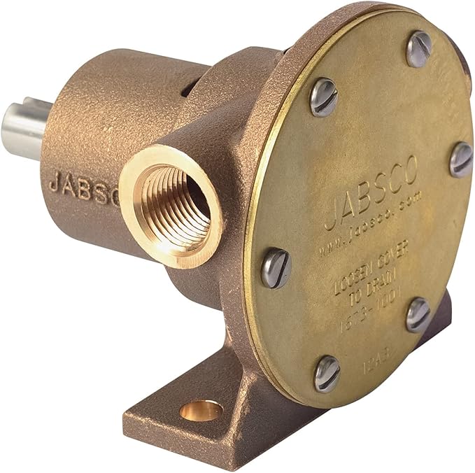 Jabsco 1673-1001 Marine 1673 Series Pulley Driven Flexible Impeller Pump (Neoprene Impeller, Full Cam, Lip Seal, 1/2" NPT Port), Bronze