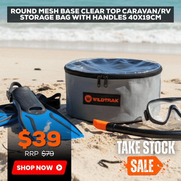 Round Mesh Base Canvas Clear Top Caravan RV Hose Storage Bag with Handles 40x19cm Heavy-Duty 400gsm Ripstop Canvas for 4WD & Camping