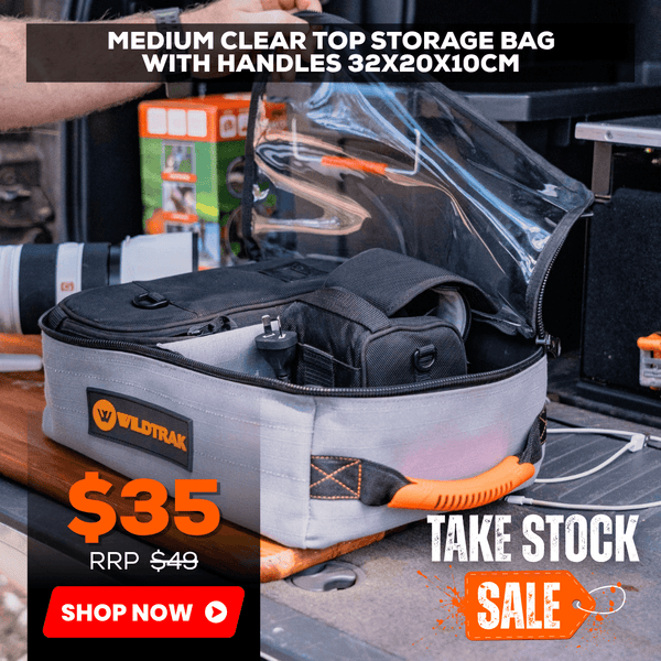 Medium Canvas Clear Top Storage Bag with Handles 35x20x10cm Heavy-Duty 400gsm Ripstop Canvas for 4WD & Camping