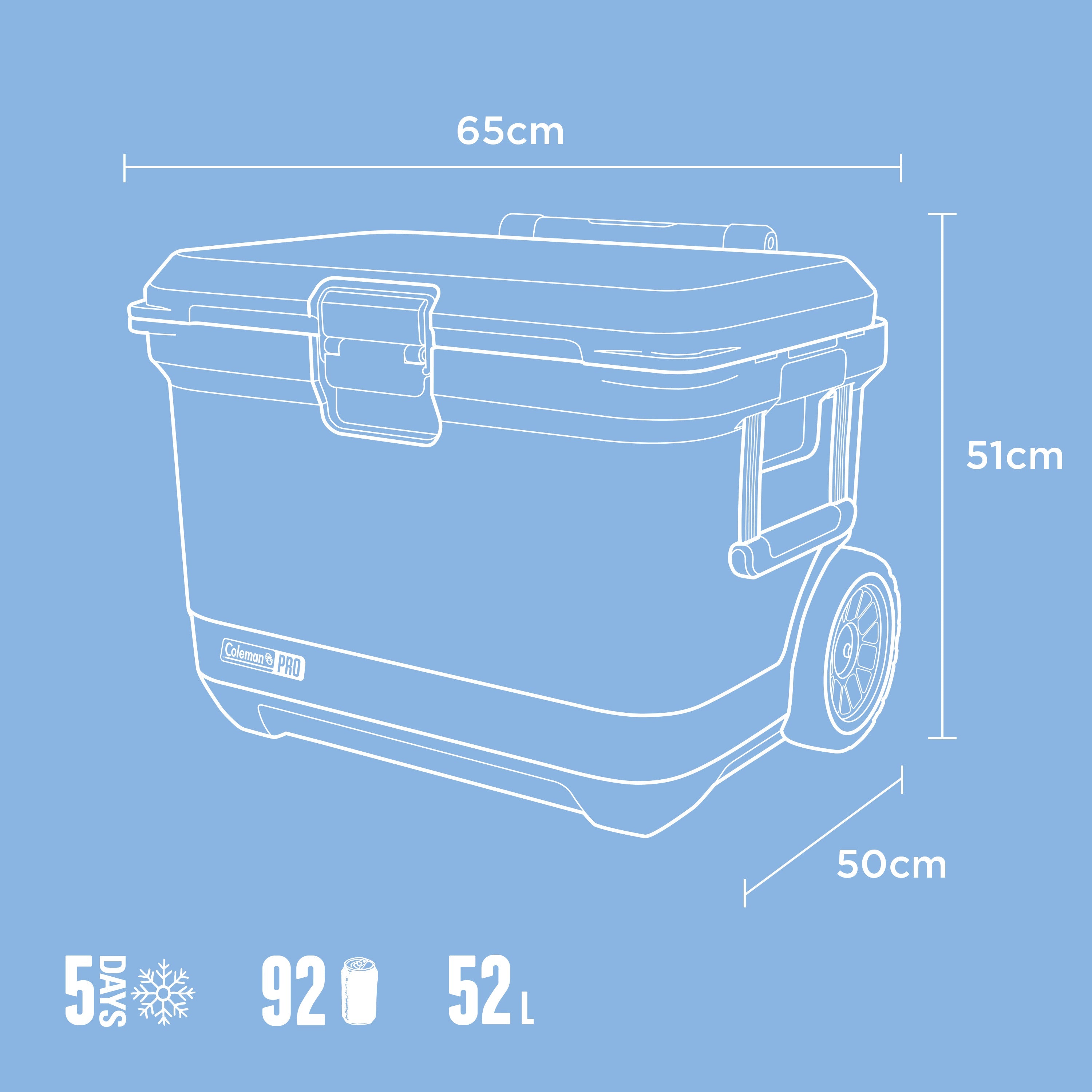 Coleman Cooler Pro 52L Wheeled - Blue Sky