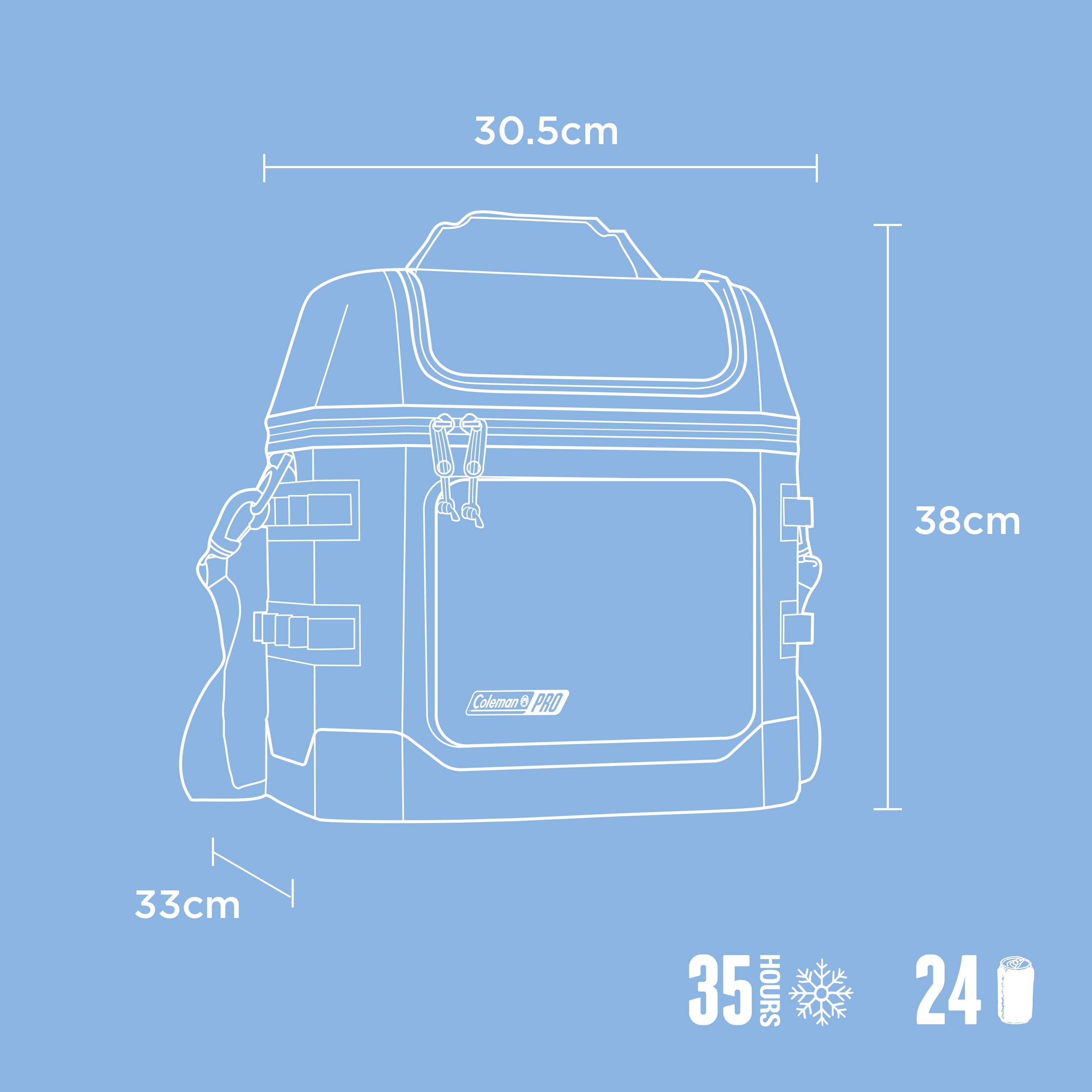 COLEMAN COOLER PRO 24 CAN SOFT COOLER - Blue Sky
