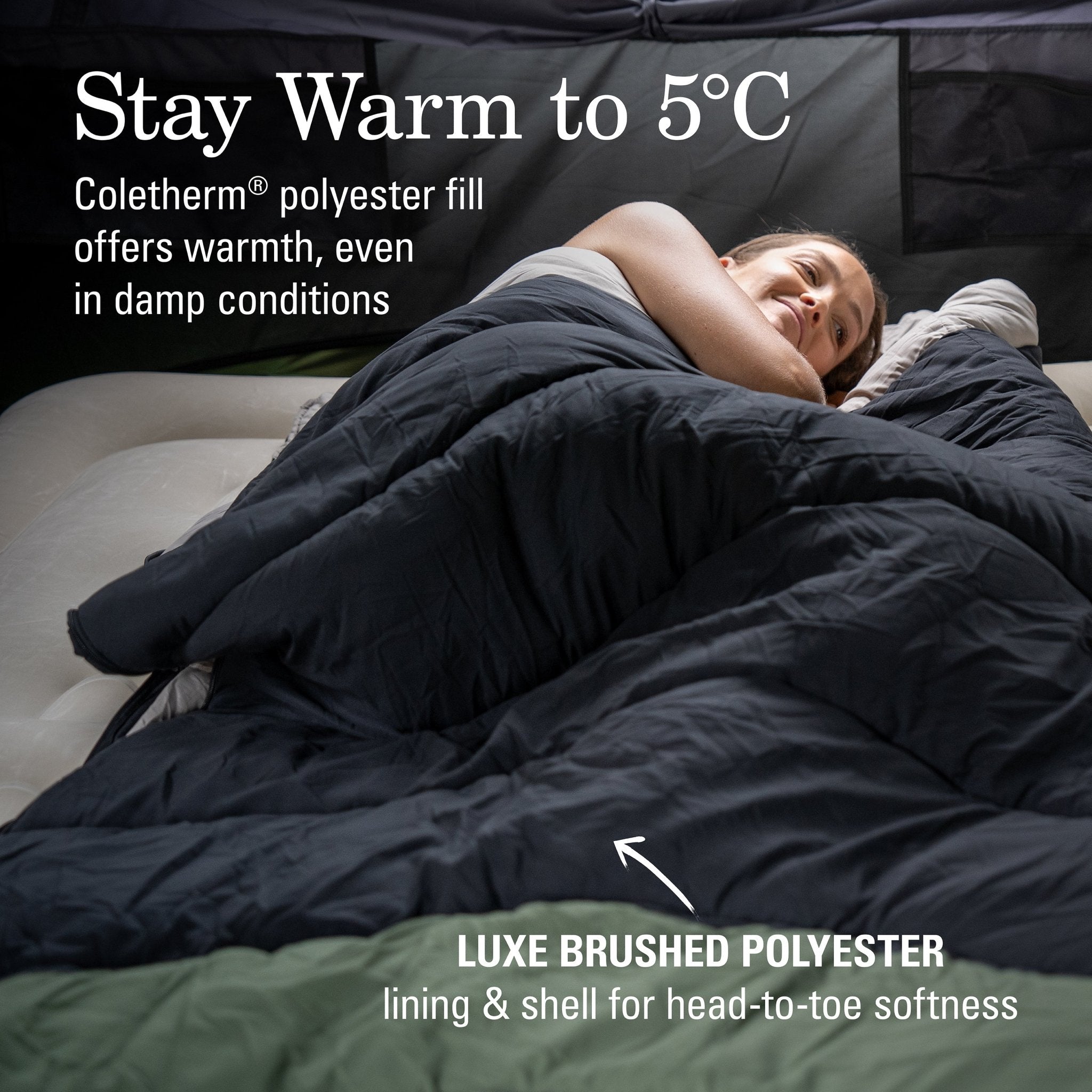 Coleman Mudgee Tall Lightweight Hooded Sleeping Bag, +5°C Rated