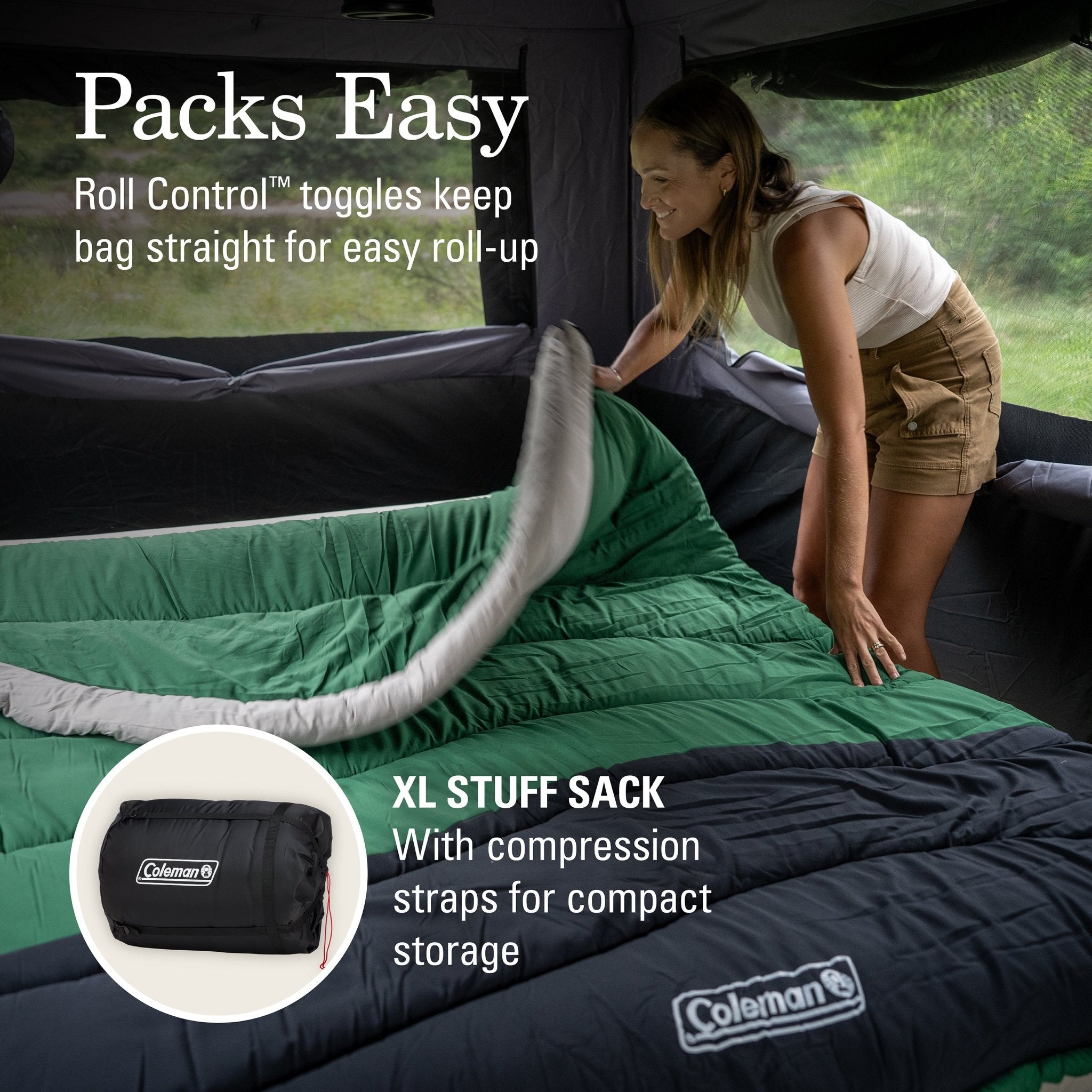 Coleman Mudgee C-3 Warm Hooded Double Sleeping Bag, -3°C Rated