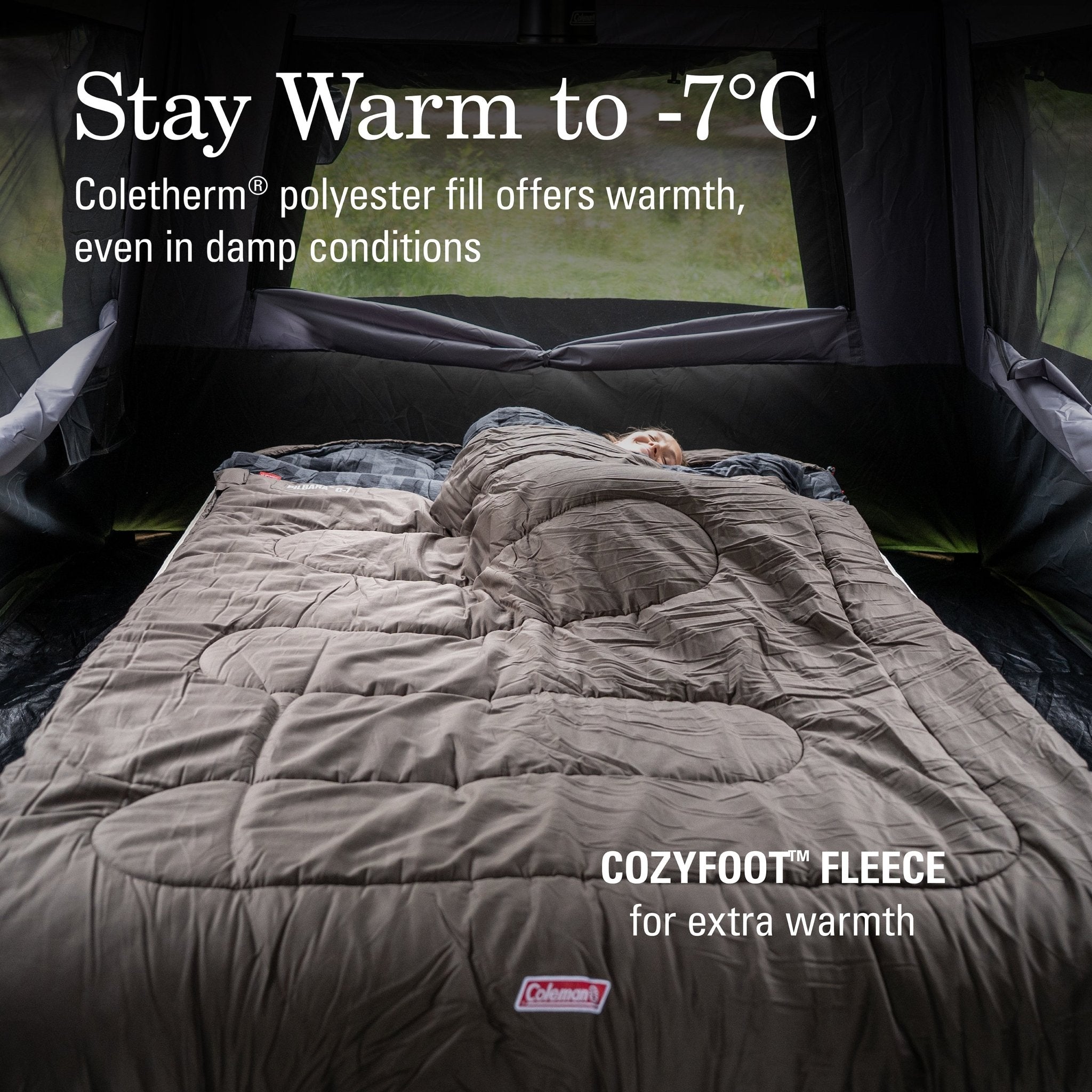 Coleman Pilbara C-7 Double Wide Hooded Sleeping Bag, -7°C Rated
