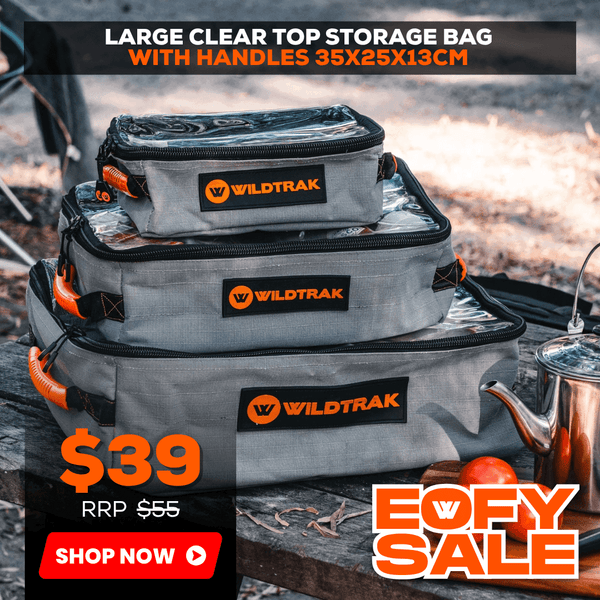Large Canvas Clear Top Storage Bag with Handles 35x25x13cm Heavy-Duty 400gsm Ripstop Canvas for 4WD & Camping