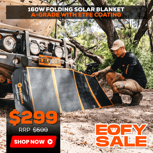 Wildtrak 160W Folding Solar Blanket A-Grade with ETFE Coating, Built in Stand, & Carry Bag