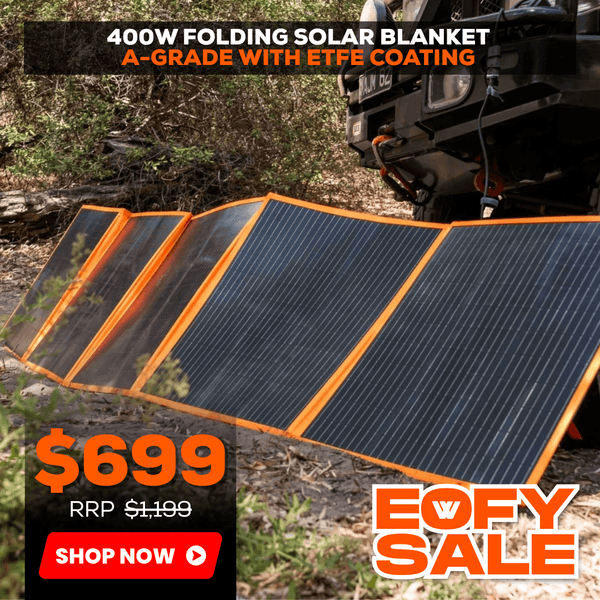 Wildtrak 400W Folding Solar Blanket A-Grade with ETFE Coating, Built in Stand, & Carry Bag