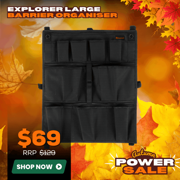 Explorer Barrier Organiser Large – Heavy-Duty 4WD & Camping Storage Bag with Multiple Pockets