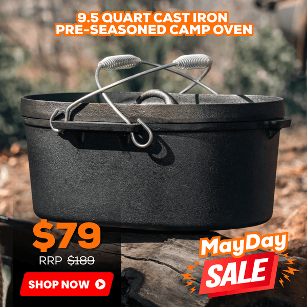 9.5 Quart Cast Iron Pre Seasoned Camp Oven