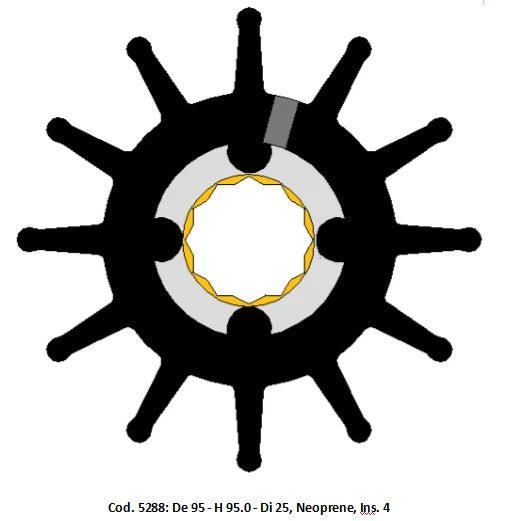 AN 5288 ANCOR Impeller Volvo Penta D12, D13, D16 3830459 Replaces Jabsco 17938-0001