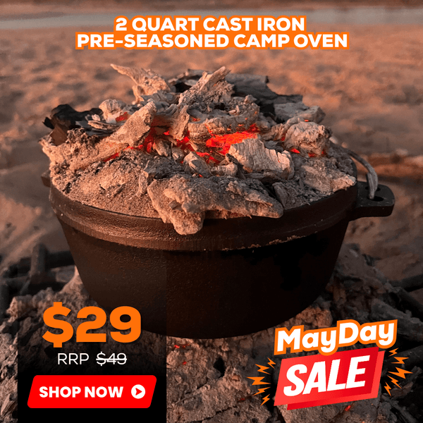 2 Quart Cast Iron Pre Seasoned Camp Oven