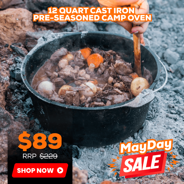 12 Quart Cast Iron Pre Seasoned Camp Oven