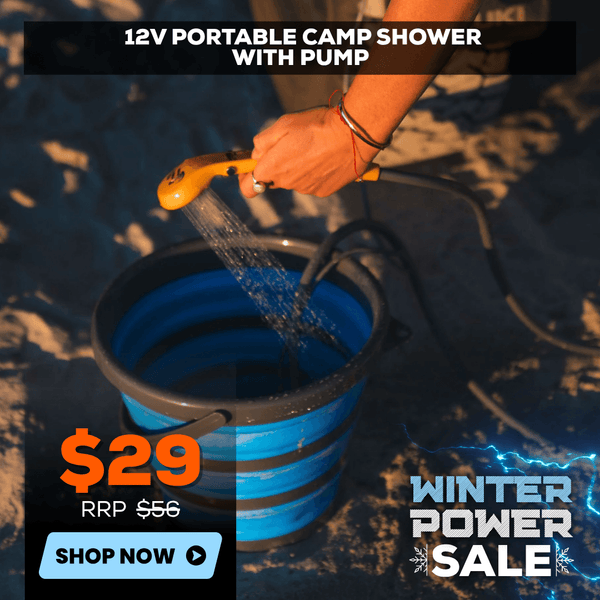 12V Portable Camp Shower, 2m Hose, Adjustable Flow