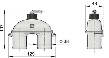 VETUS Anti Syphon device with hose (incl. 2 m hose and skin fitting), for Ø 38 mm hose ASD38H