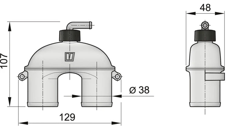 VETUS Anti Syphon device with hose (incl. 2 m hose and skin fitting), for Ø 38 mm hose ASD38H