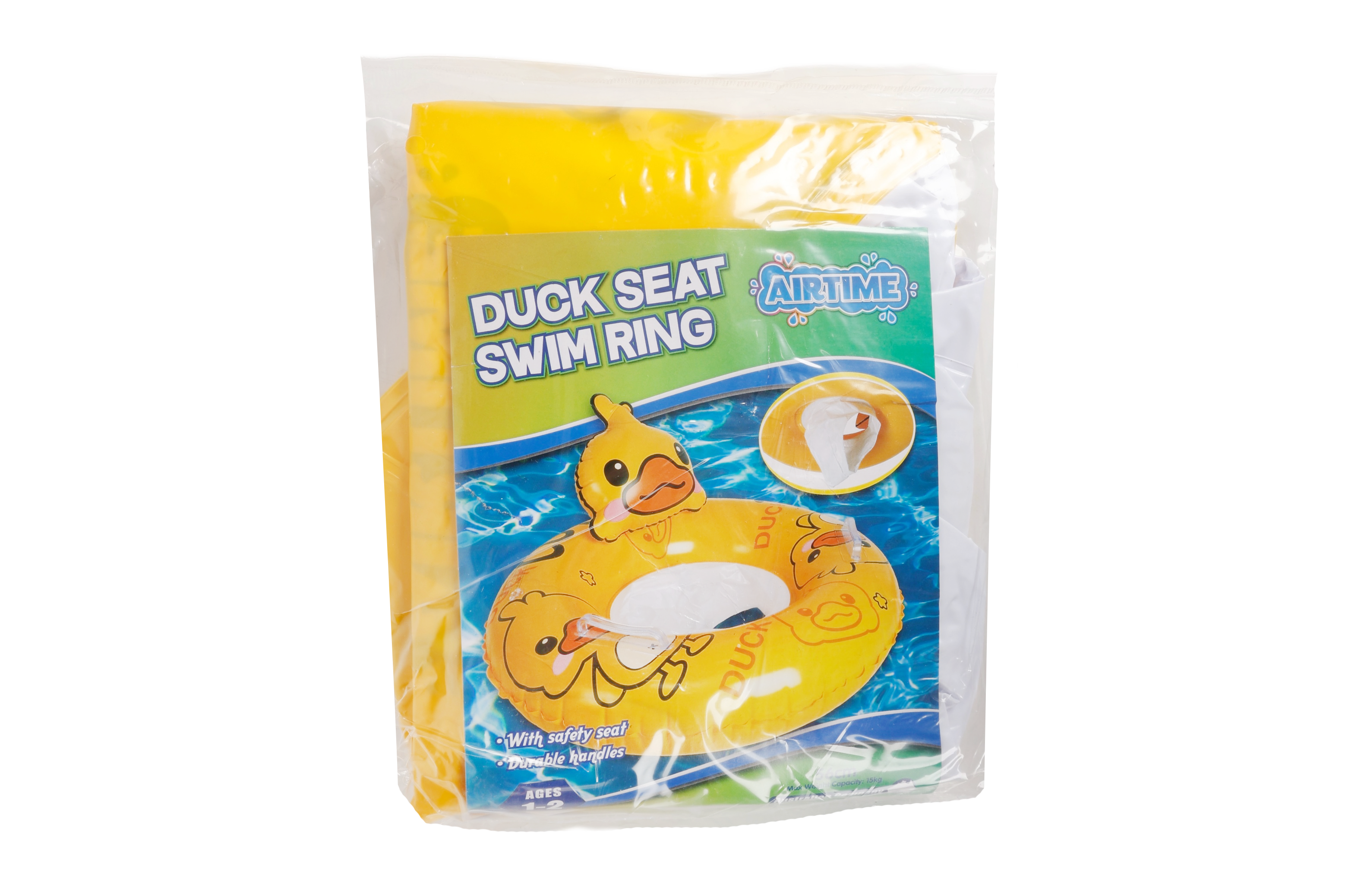 AirTime™ Kids Inflatable Duck Swim Ring with Seat 56cm - Ages 1-2yrs