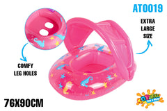 AirTime™ Inflatable Sealife Baby Float with Canopy Pink 90x76cm - Age 1-2yrs