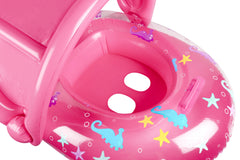 AirTime™ Inflatable Sealife Baby Float with Canopy Pink 90x76cm - Age 1-2yrs