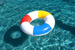 AirTime™ Large Inflatable Swim Ring - Red Yellow Blue Stripe 80cm