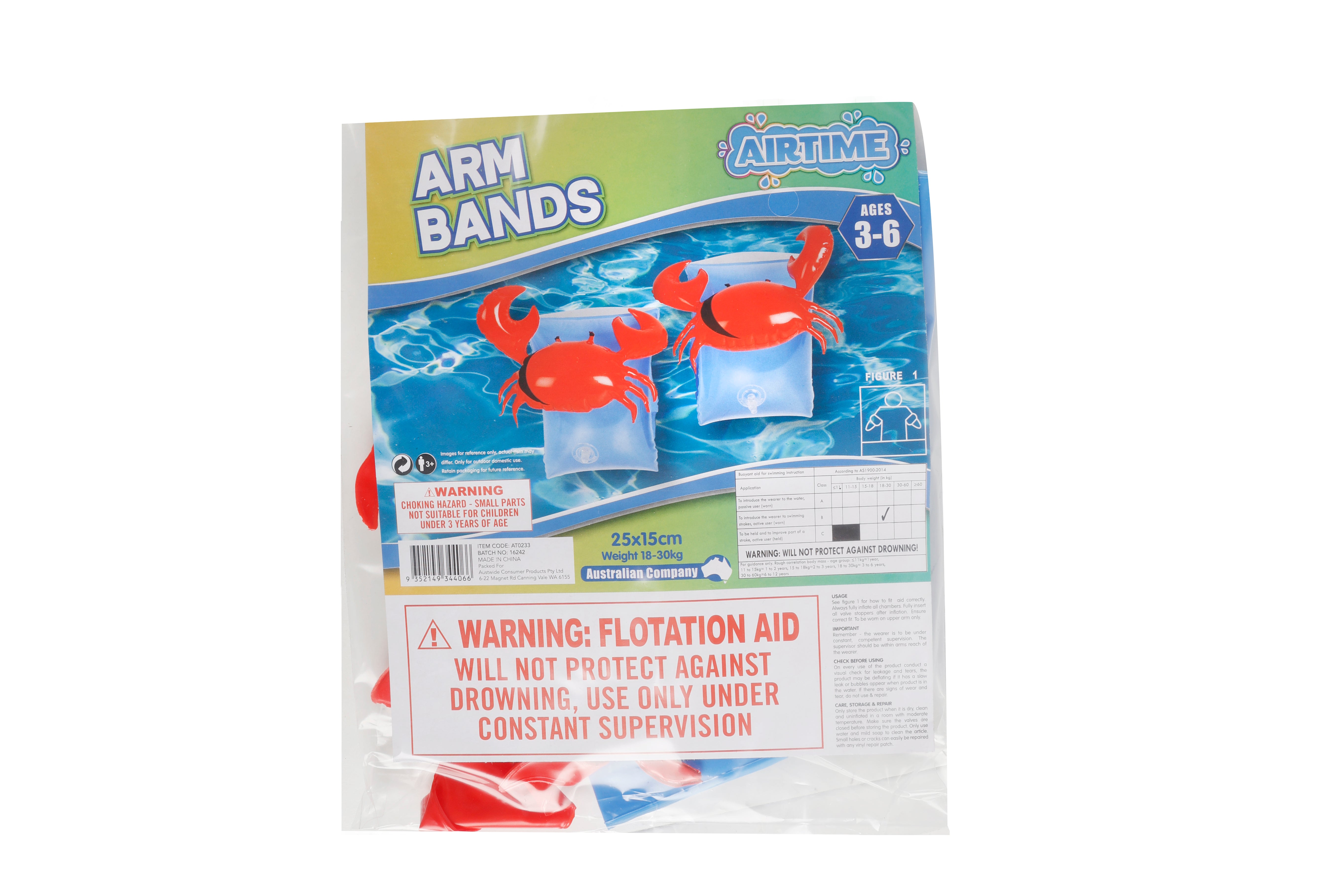 S/2 ARMBANDS 3D CRAB DESIGN 25X15CM