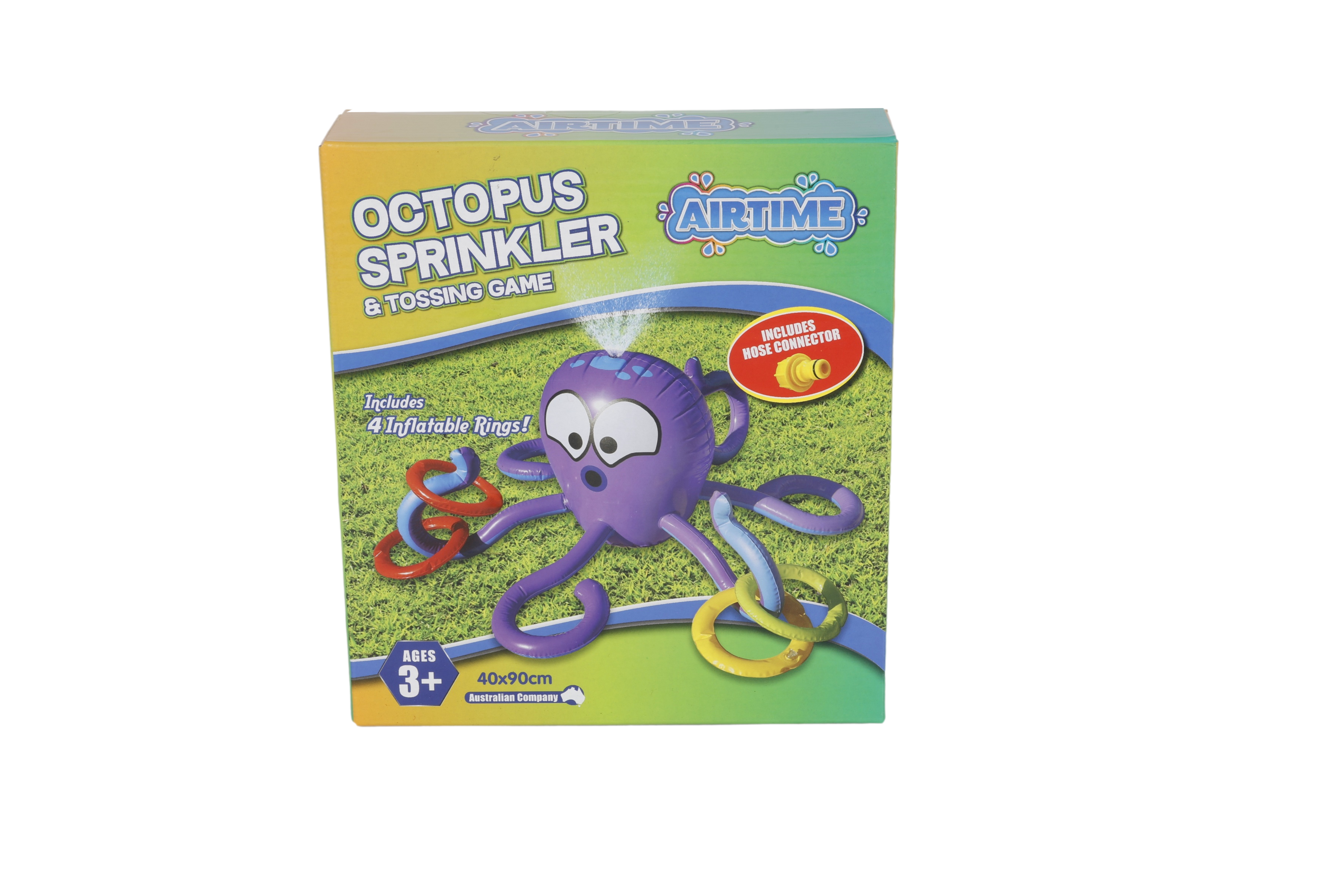 AirTime™ Inflatable Octopus Sprinkler & Tossing Game, 4 Inflatable Rings and Hose Connector - Ages 3+