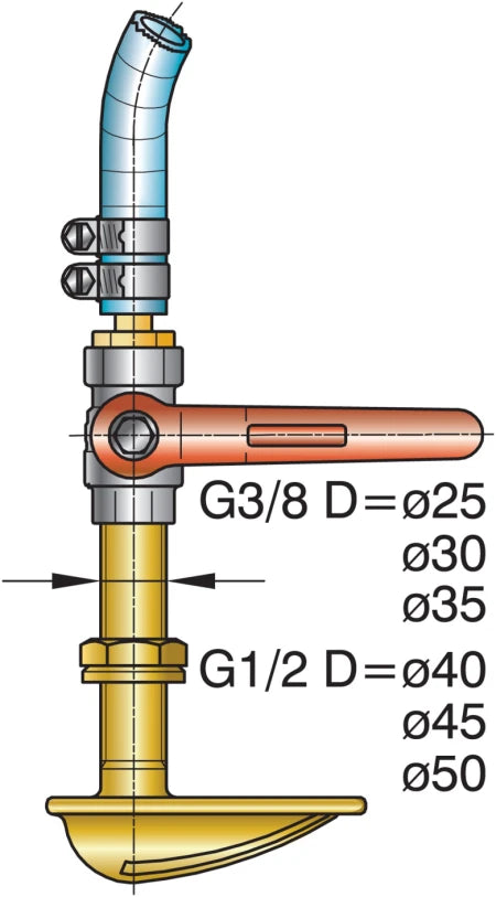VETUS Bronze stern tube with cutlass bearing, Ø 30 mm, 500 mm in length BL30/500