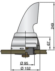 VETUS Stainless steel AISI 316 dorade box for all cowl ventilators Ø 75 mm ID. Deck thickness > 25 mm requires BOXAD75 BOXS75