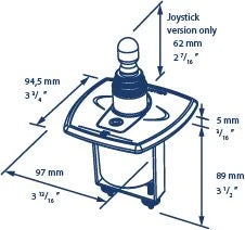 VETUS Aluminium bow thruster panel with joystick and time delay, 97 x 95 mm, built in Ø 52 mm, 12 / 24 V BPAJ