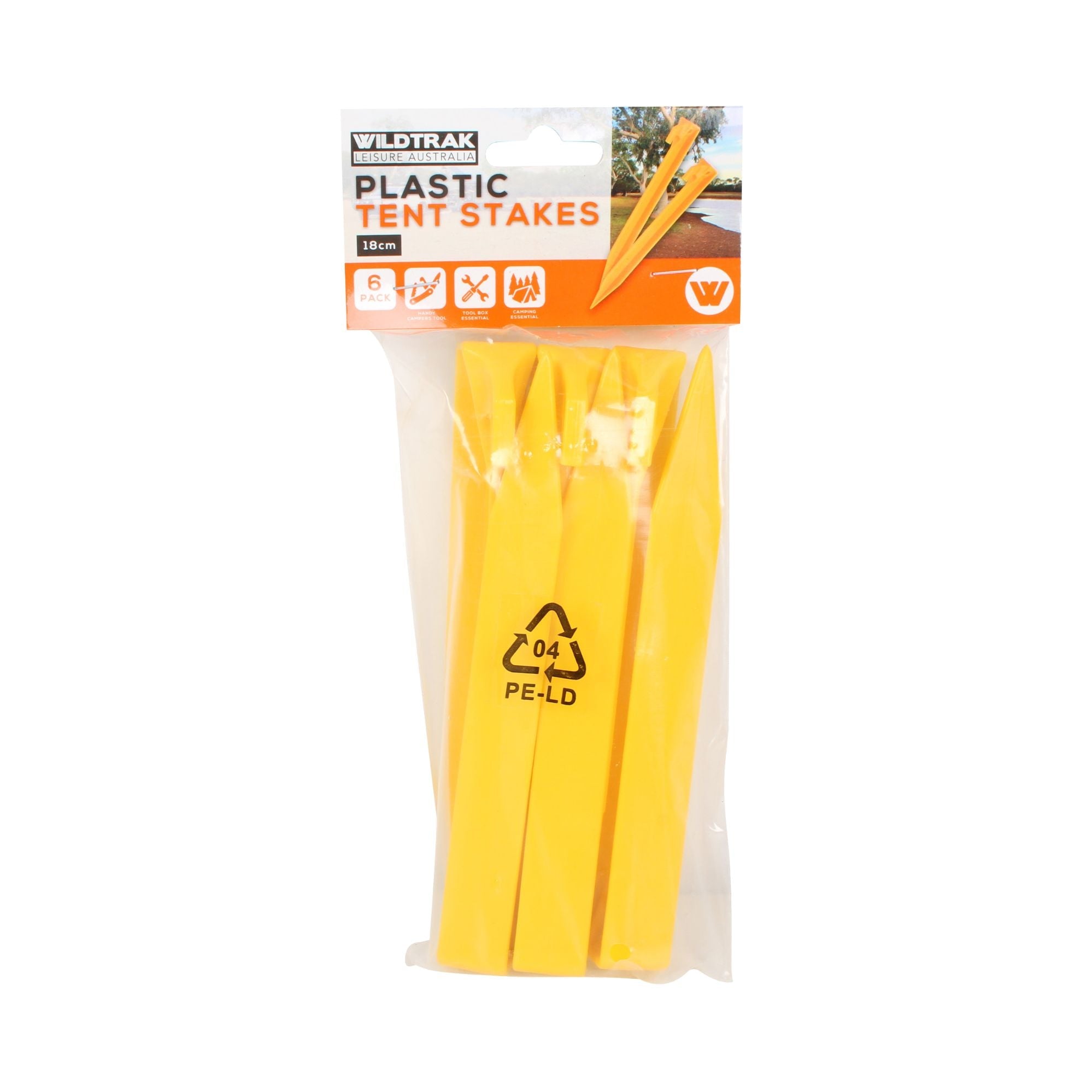 Wildtrak 6 Pack Plastic Tent Pegs 17cm