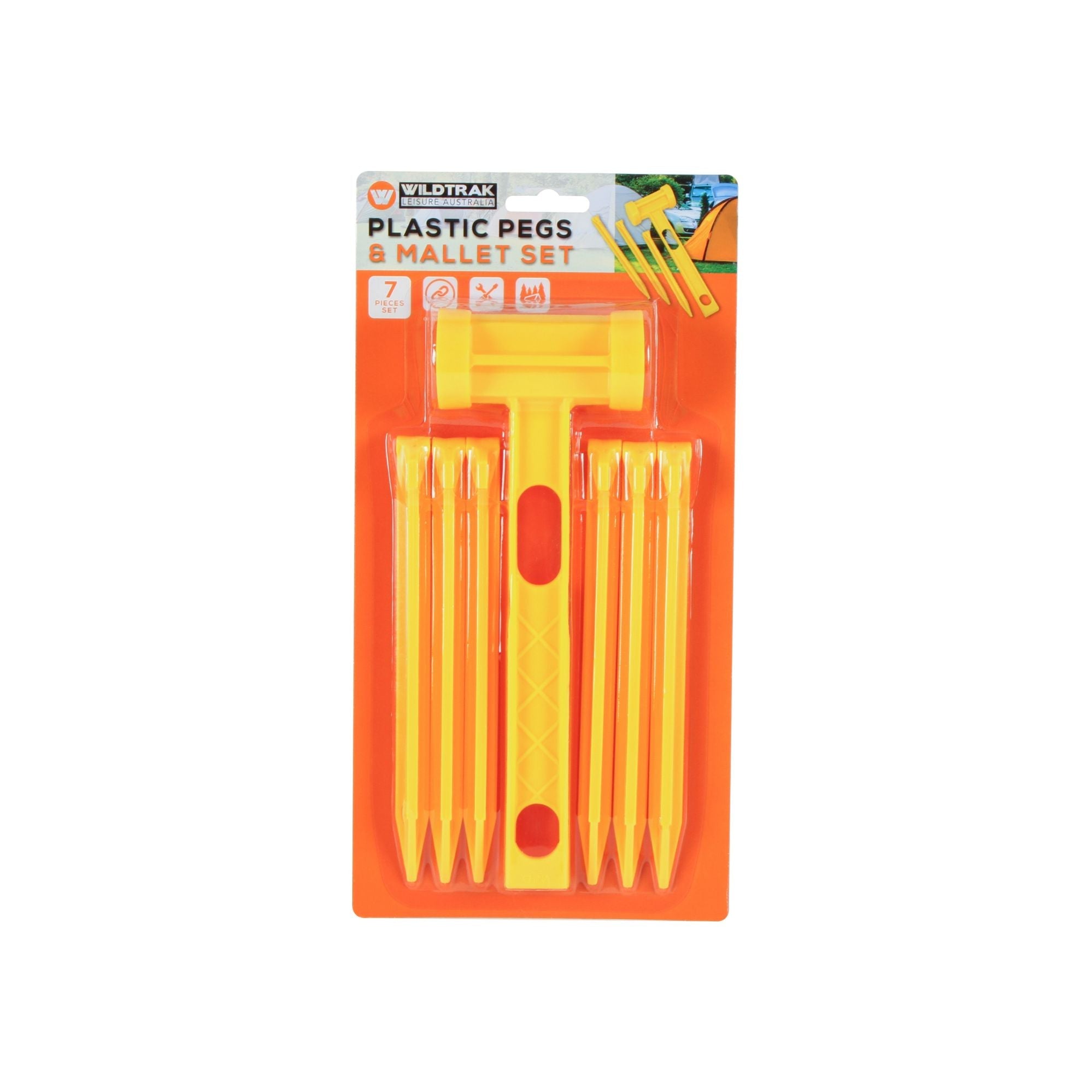 Wildtrak 7pc Plastic Pegs and Mallet Set