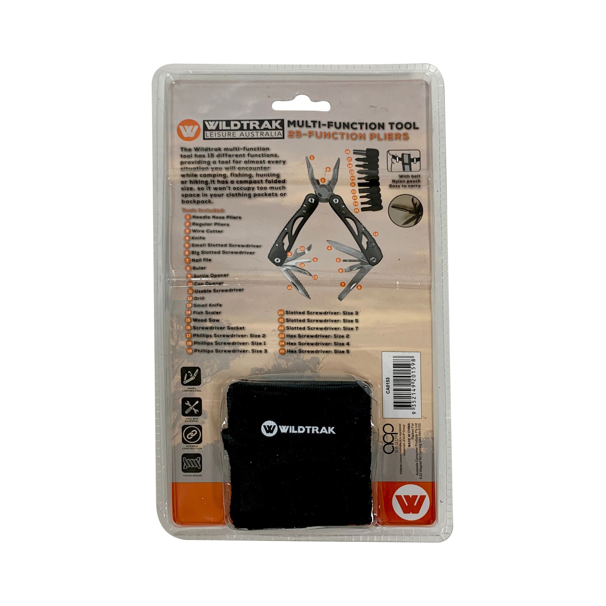 Wildtrak 25 in 1 Multi Function Tool with Pliers