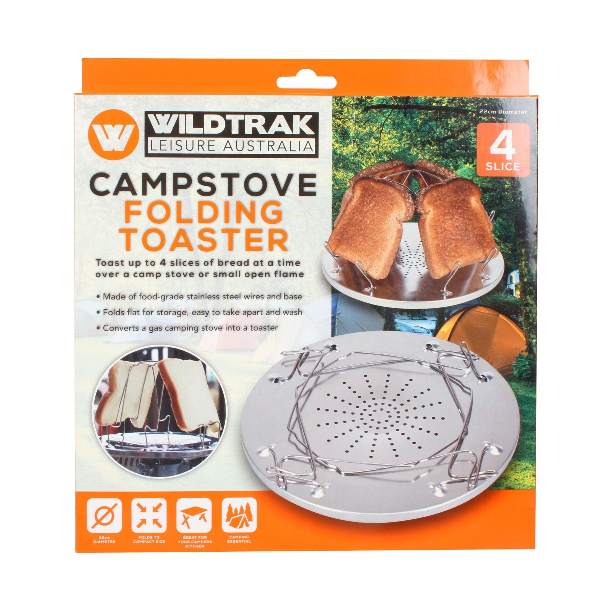 Wildtrak Folding Stainless Steel 4 Slice Toaster