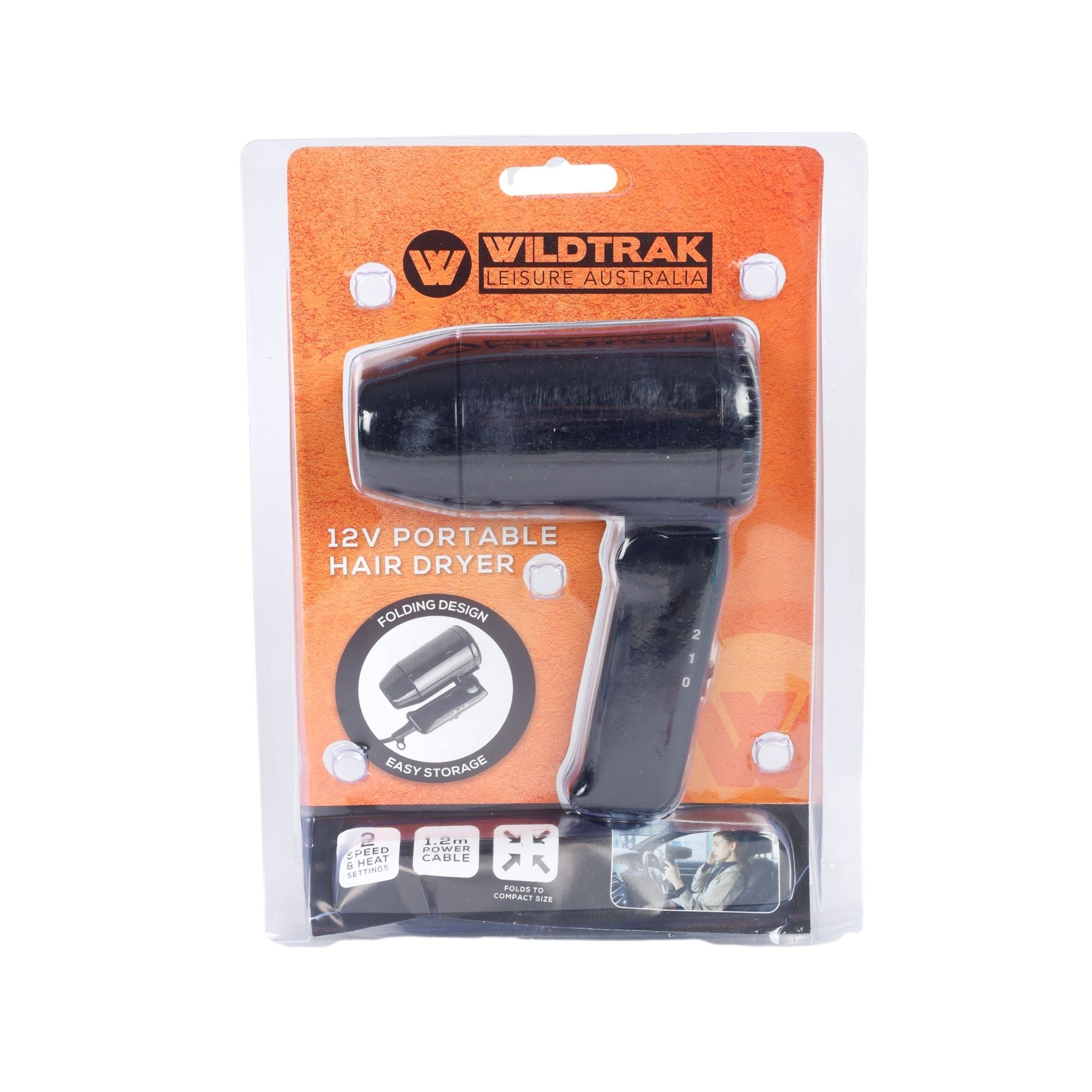 Wildtrak 12V Compact Portable Hair Dryer, 2-Speed