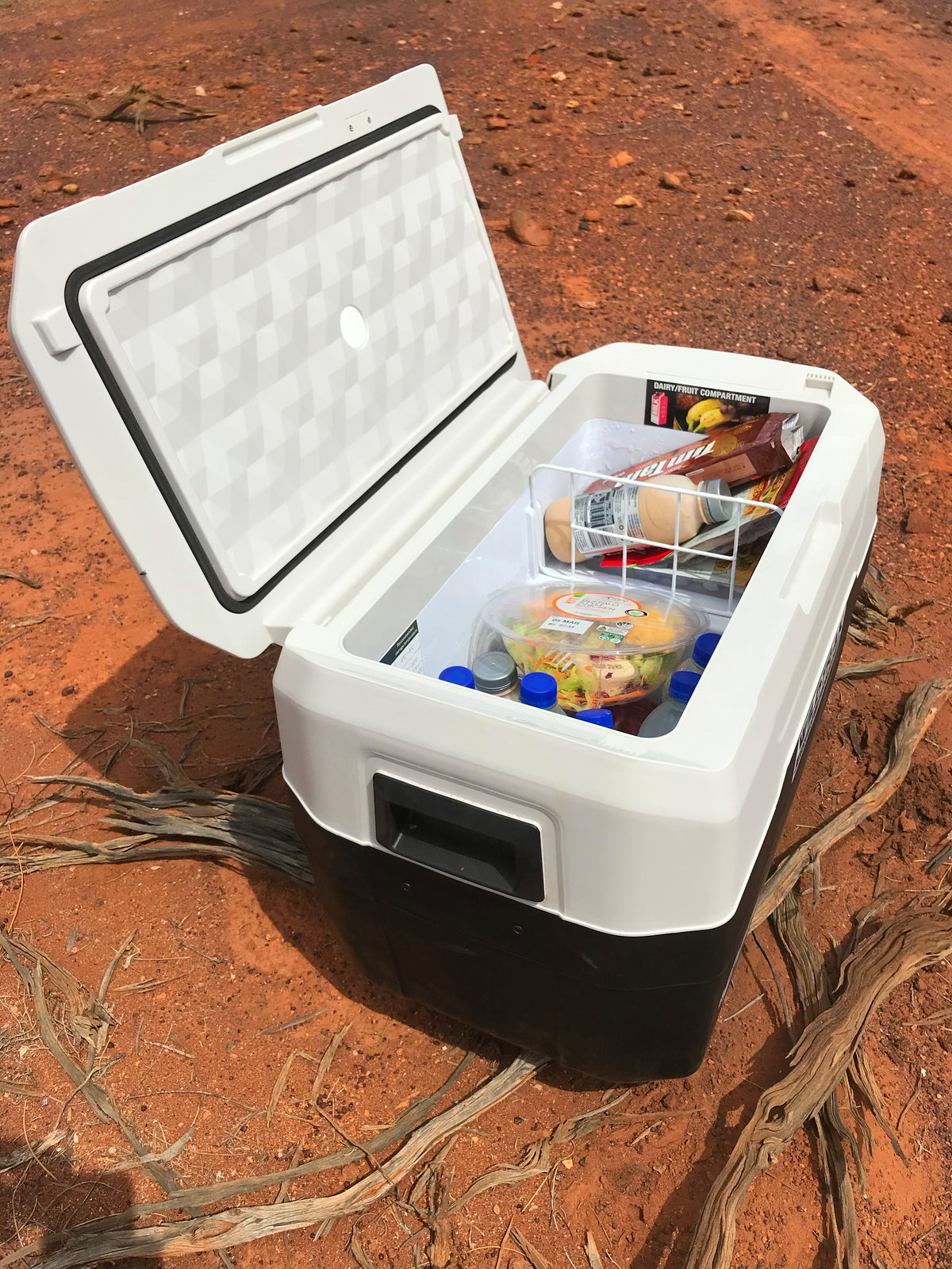 Wildtrak™ Coolite 30L Portable Fridge/Freezer, Simple Control Buttons, LED Lights, Fast Freezing, USB Charging, Quality Compressor, Low Noise, 4 Cup Blow Mould Top, 12/240V Power Leads,  Built-in Tie Down Points, Heavy Duty Transit Bag