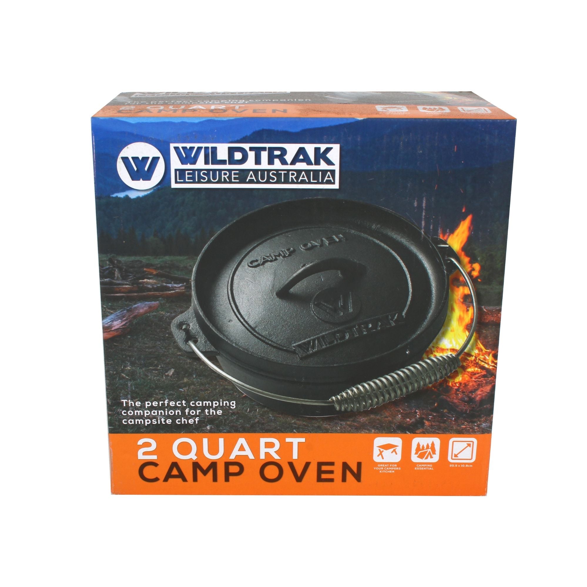 Wildtrak 2 Quart Heavy-duty Round Camp Oven with Lip and Handle, Pre-Seasoned