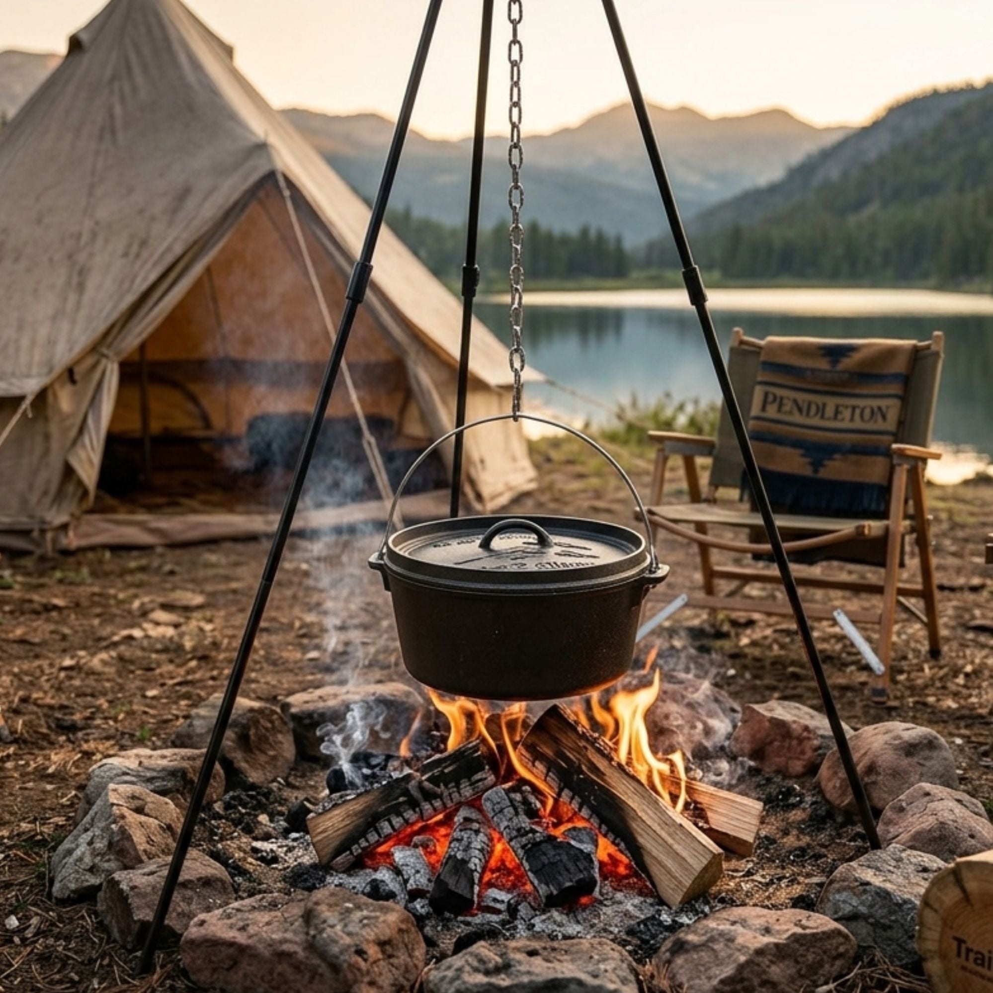 Wildtrak Heavy-duty 9mm Steel Camp Oven Tripod with Adjustable Chain 90cm