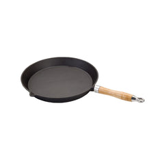 Wildtrak 29cm Round Pre-seasoned Cast Iron Skillet/Grill Pan with Wooden Handle