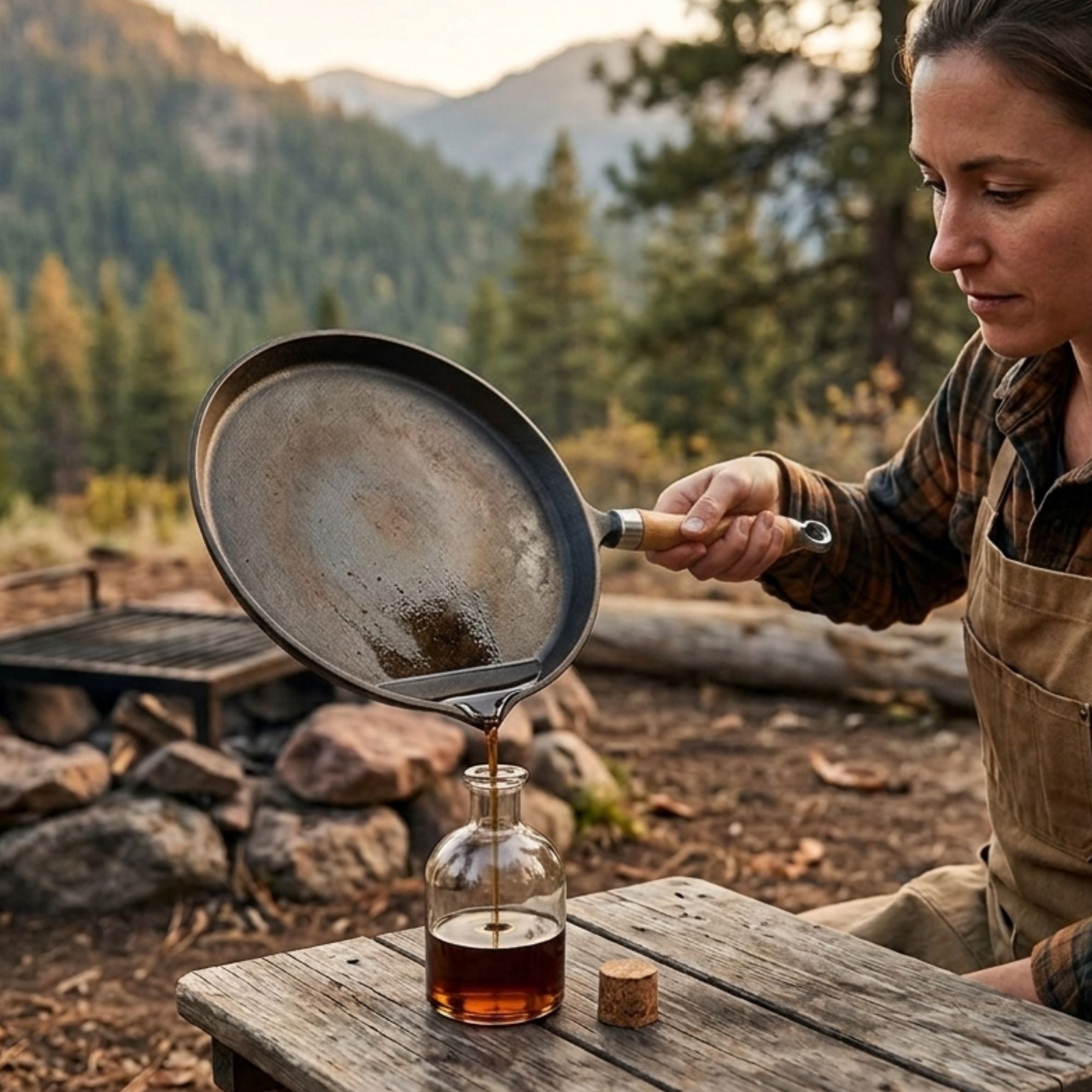 Wildtrak 29cm Round Pre-seasoned Cast Iron Skillet/Grill Pan with Wooden Handle