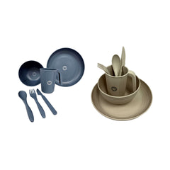Wildtrak 6pc 1-Person Wheat Straw Dinner Set – Beige or Blue