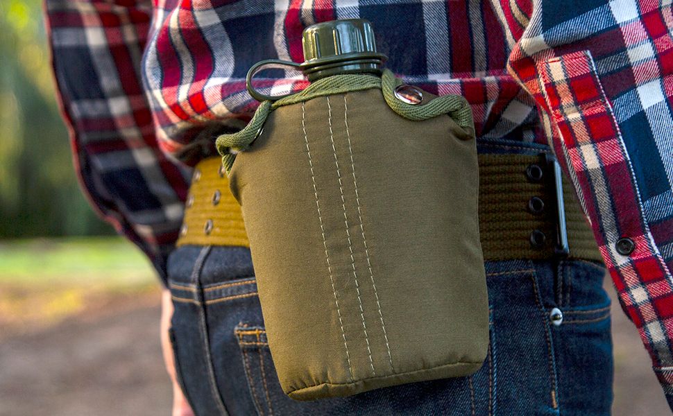 Wildtrak™ 1 Quart Water Canteen with Cover - Military Green