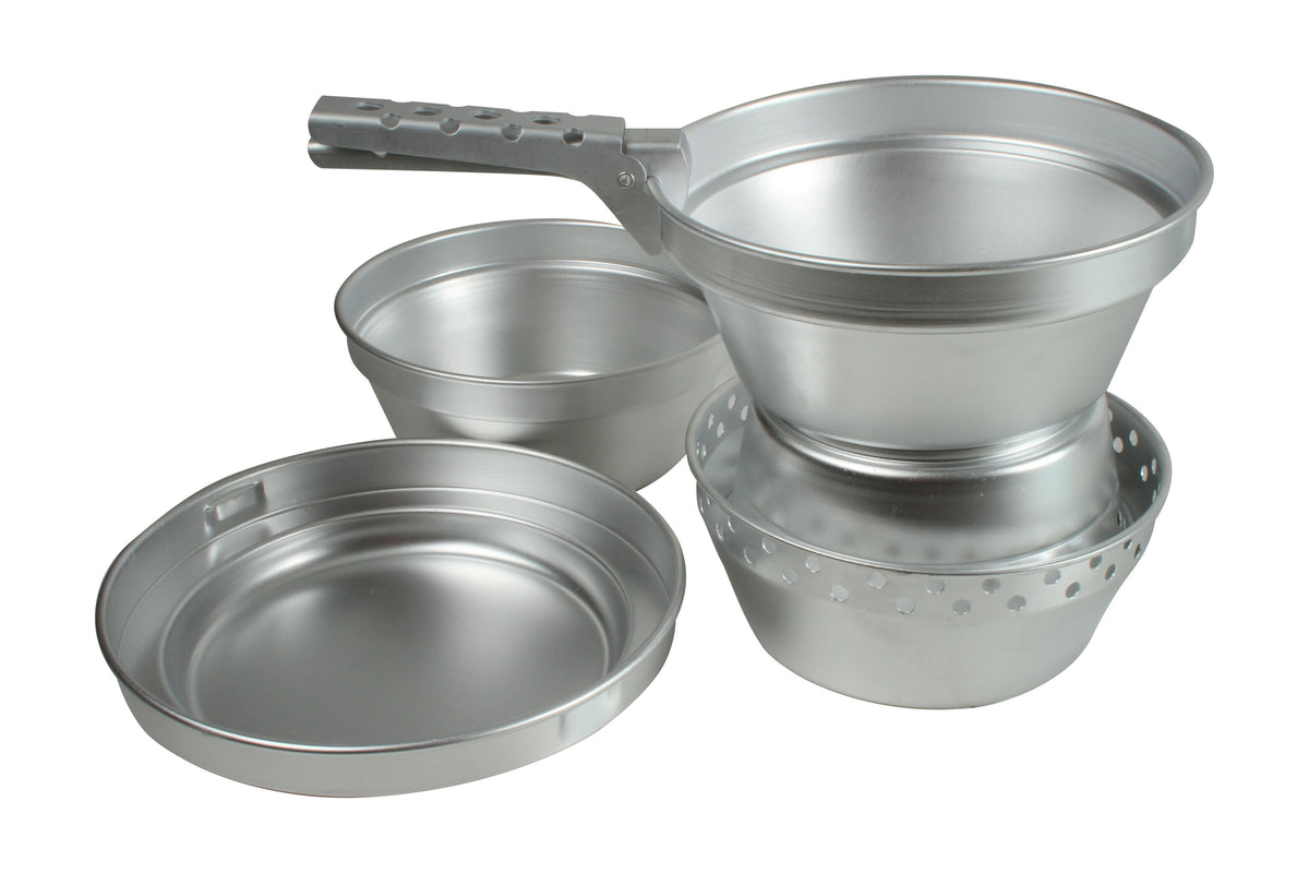 ALUMINIUM CAMPING COOK SET WITH ALCOHOL BURNER