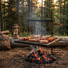 Wildtrak Heavy-duty Adjustable Frontier Cooking Grill Combo 70x60x40cm