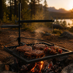 Wildtrak Heavy-duty Adjustable Frontier Cooking Grill Combo 70x60x40cm