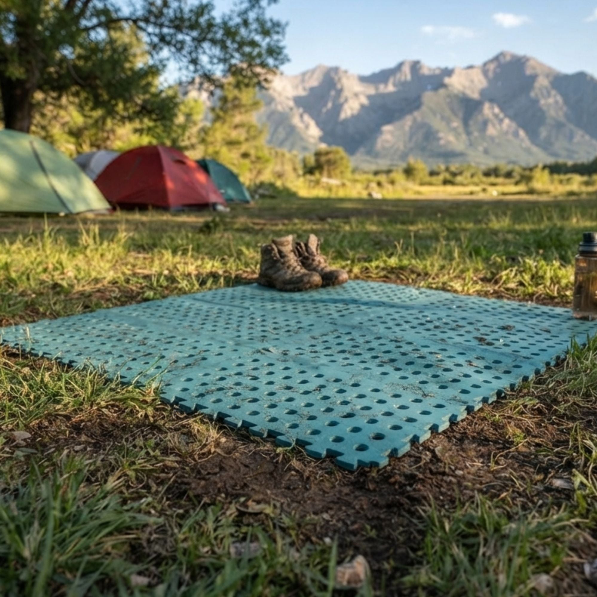 Wildtrak 4 Pack Interlocking Foam Floor Mats Non-Skid, Lightweight - Green 60x60cm