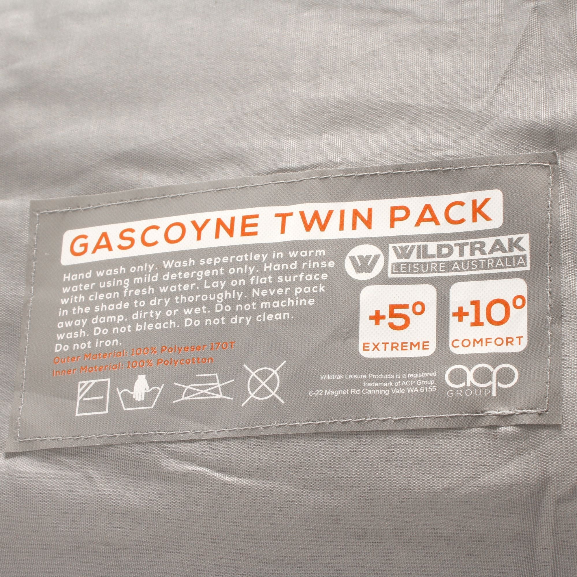 Wildtrak +5°C to +10°C Gascoyne Twin Hooded Sleeping Bag, Single or Double 70 x 230cm