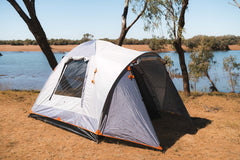 Wildtrak™ Tanami Series II 4V Dome Tent with Front Vestibule, Easy 1 Person Assemble, Heavy Duty Floor, Shock Corded Fibreglass & Steel Poles, Ultrafine Mesh, J Hook Connections, Airlite Vents, Waterproof Fly, Carry Bag with Handles