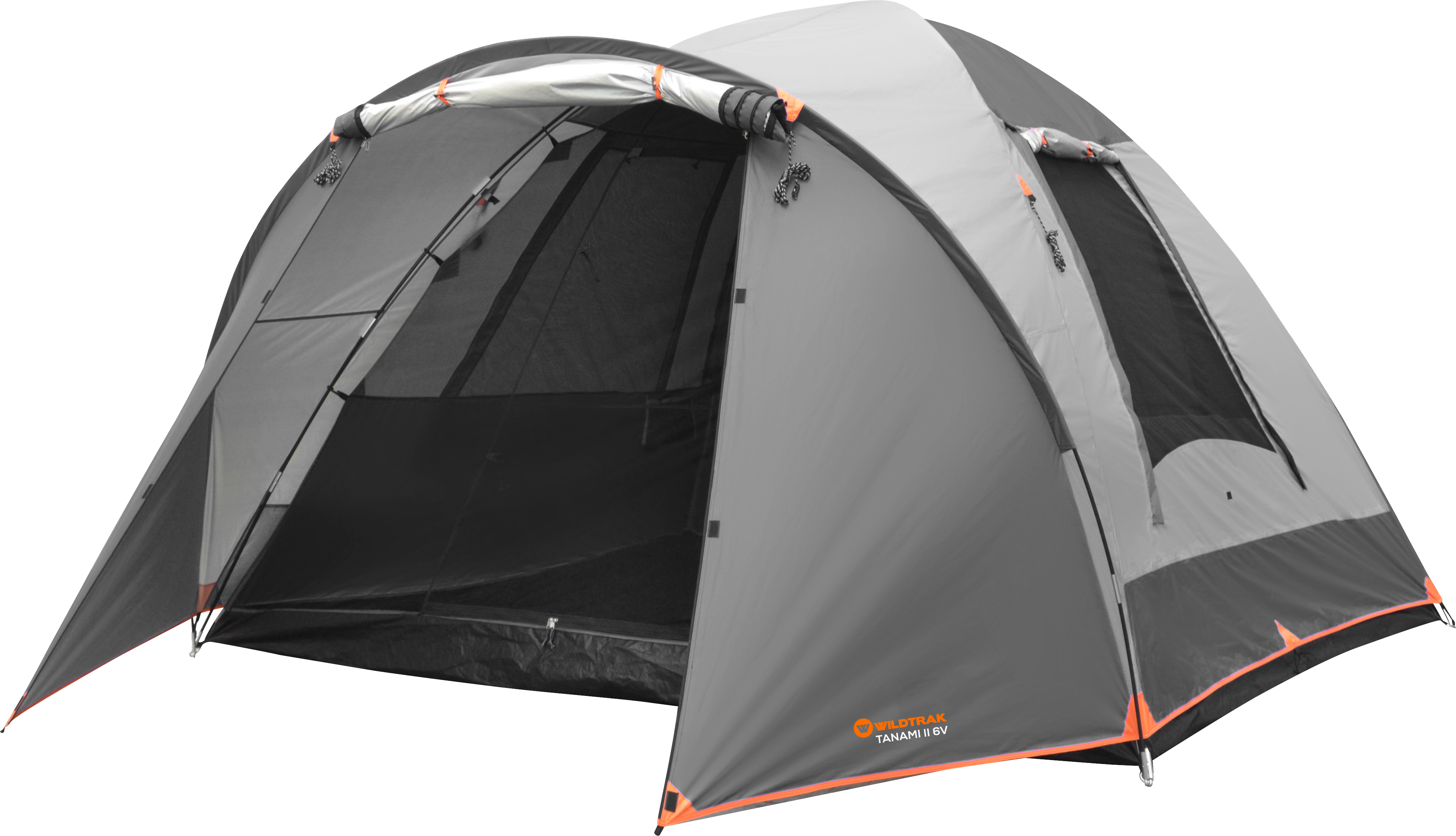 Wildtrak™ Tanami Series II 6V Dome Tent with Front Vestibule, Easy Assemble, Heavy Duty Floor, Shock Corded Fibreglass & Steel Poles, Ultrafine Mesh, J Hook Connections, Airlite Vents, Waterproof Fly, Carry Bag with Handles