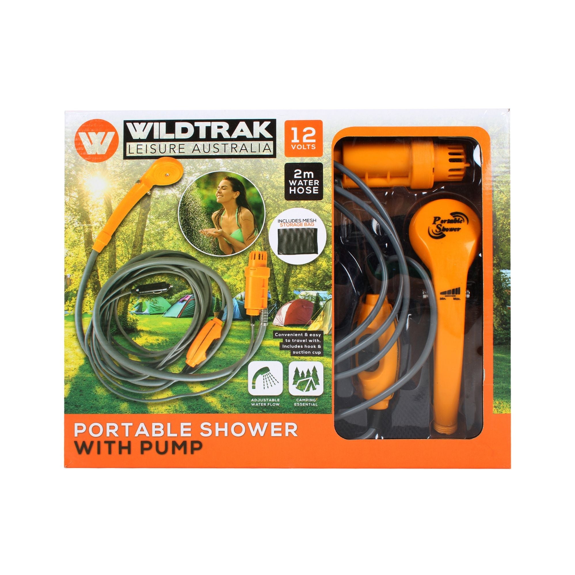 Wildtrak 12V Portable Camp Shower with Pump