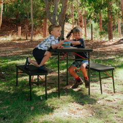 Wildtrak 3pc Picnic Table & Bench Set, Vacuum Moulded, Folds Flat, 102 x 61 x 70cm
