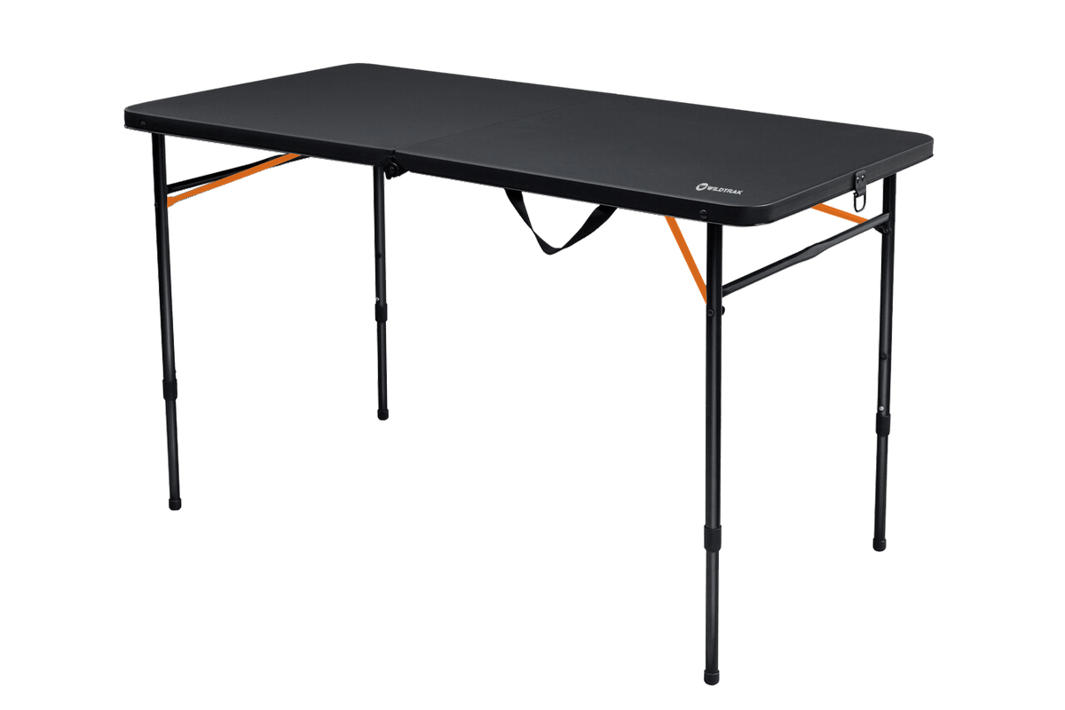 Bi-Fold Black Camp Table with Carry Handle 100x51x71cm